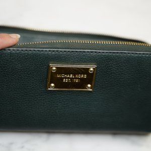Dark Green Pebbled Leather Michael Kors Wallet